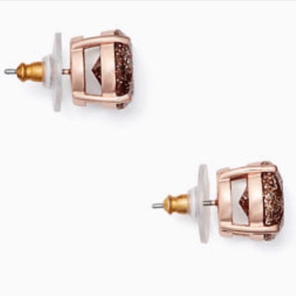 Kate Spade Rose Gold Glitter Stud - Picture 2 of 4